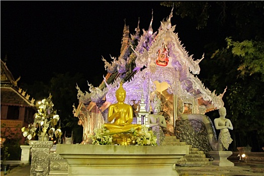 光亮,寺院,银,庙宇,清迈,泰国