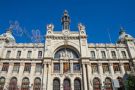 建筑,瓦伦西亚,广场,市政厅,市区,西班牙