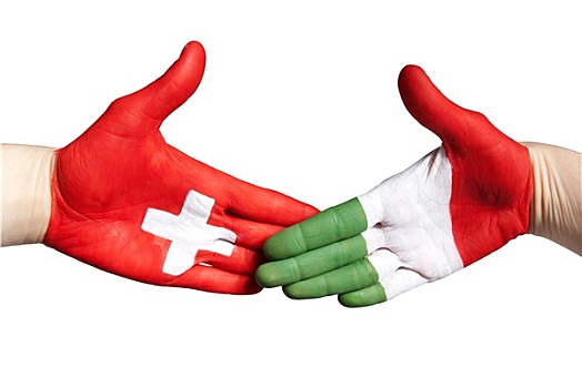 瑞士,意大利,握手