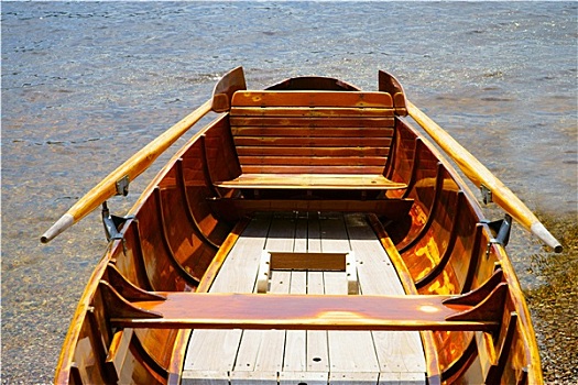 风景,木质,划桨船