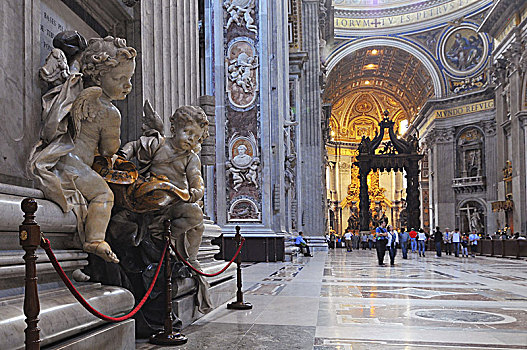天使,雕塑,室内,圣徒,大教堂,梵蒂冈,意大利