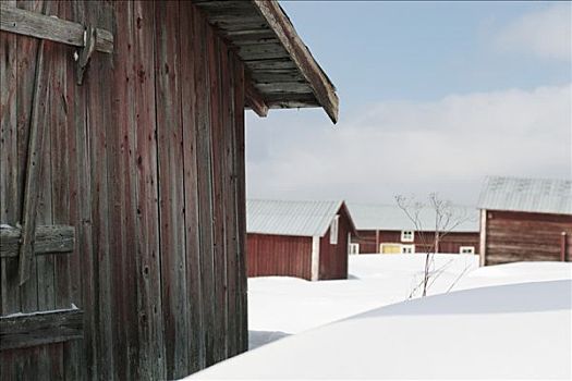 红房子,冬天,瑞典