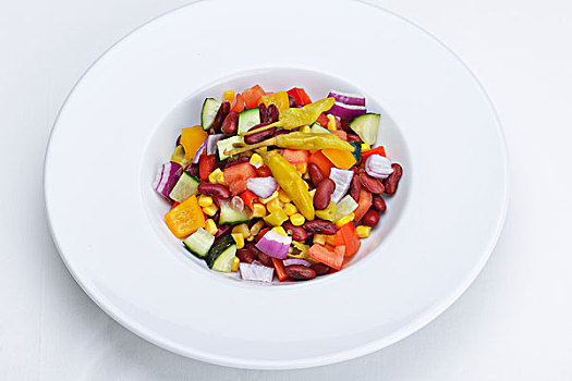 新鲜,有机,蔬菜沙拉,特写,隔绝,白色背景