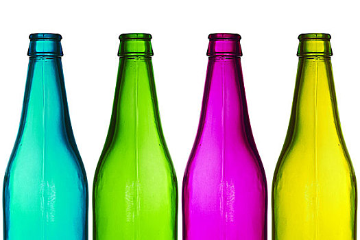 四个,彩色,瓶子