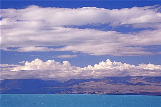 云,上方,湖,普卡基湖,新西兰