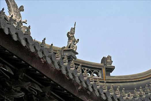 屋顶,雕塑,龙华寺,上海,中国