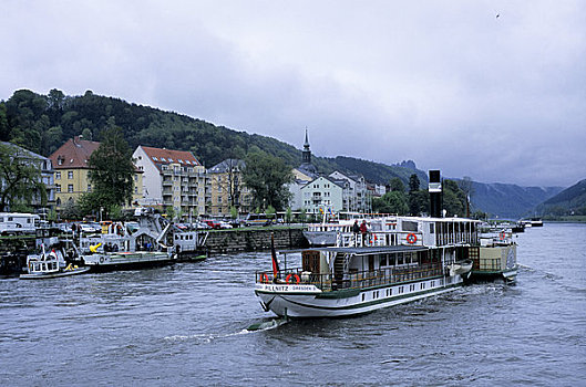 德国,瑞士,易北河,老,划船,观光,船