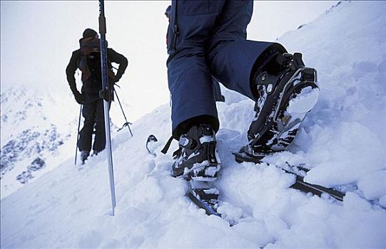 山峦,滑雪,探险,冬季运动,进步,望远镜,棍,雪崩,风景,雾,方向,冬天,寒假