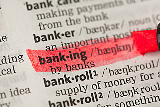 银行,定义,突显,红色,字典
