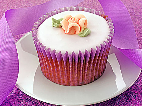 一个,紫色,杯形蛋糕