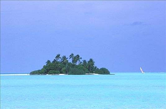 马尔代夫,帆船,小岛
