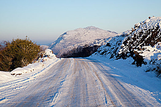 道路,靠近,冬天,凯瑞郡,爱尔兰