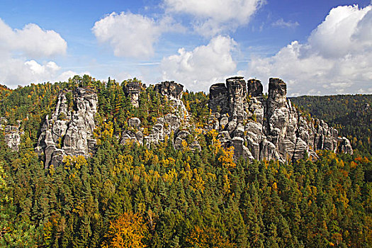 帕斯蒂,石头,砂岩,山峦,秋天,萨克森,瑞士,国家,公园,德国,欧洲