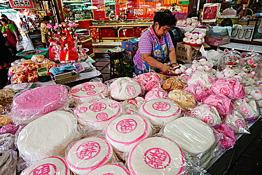 女人,准备,蛋糕,唐人街,曼谷,泰国