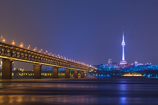 武汉长江大桥夜景