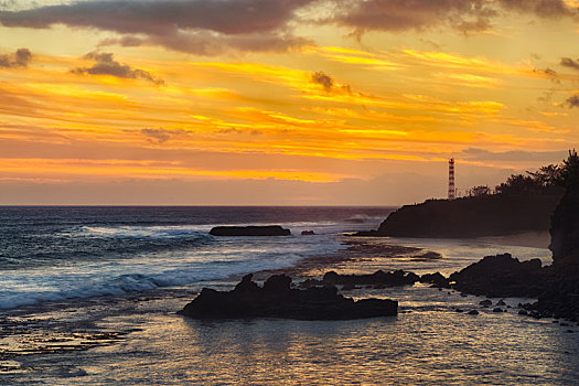 沿岸,风景,日落