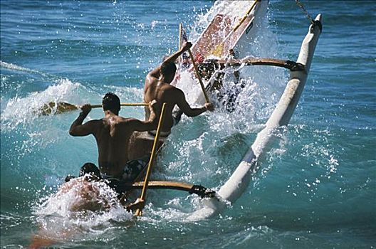 夏威夷,瓦胡岛,划船,团队,冲浪,岸边,后面,无肖像权