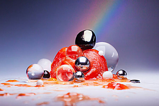 西红柿,上方,光泽,大理石,球体,多彩,背景