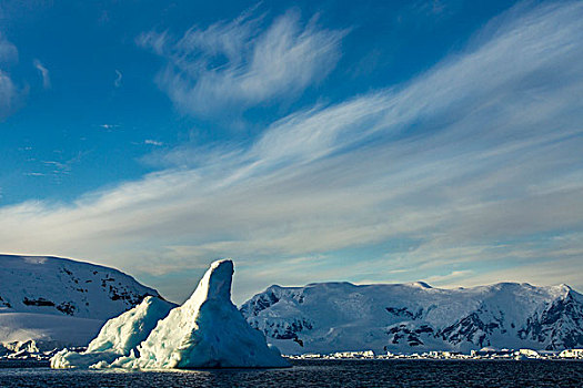 南极,朝日,冰山,漂浮,靠近,岛屿,湾,南极半岛