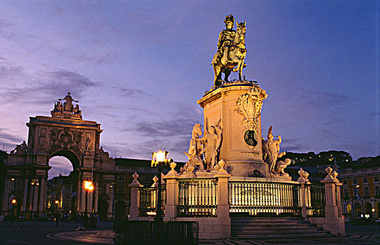 纪念建筑,国王,凯旋,拱形,广场,里斯本,葡萄牙,欧洲