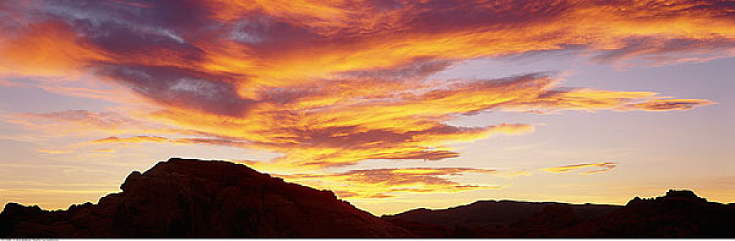 日落,火焰谷州立公园,内华达,美国