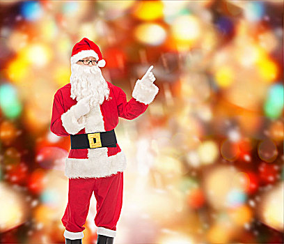 圣诞节,休假,手势,人,概念,男人,服饰,圣诞老人,指向,手指,上方,红灯,背景