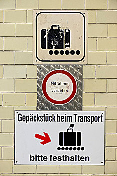 标识,文字,运输,德国,拿着,行李,放,传送装置,火车站,巴登符腾堡,欧洲