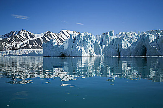 北极,斯瓦尔巴群岛,斯匹次卑尔根岛,风景,冰河,脸,山峰