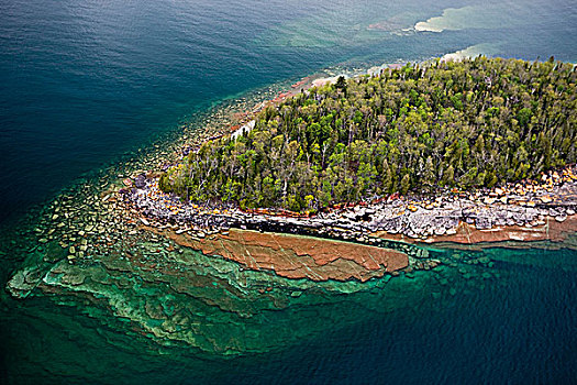 航拍,小,岩石,岛屿,清晰,水,石头,仰视,苏必利尔湖,桑德贝,安大略省,加拿大