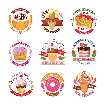 糖果,标识,隔绝,矢量,甜食,新鲜,糕点店,享受,冰淇淋,美好,威化脆皮,选择,杯形蛋糕,店,美味,甜,最好,品质,蛋糕,甜甜圈,插画