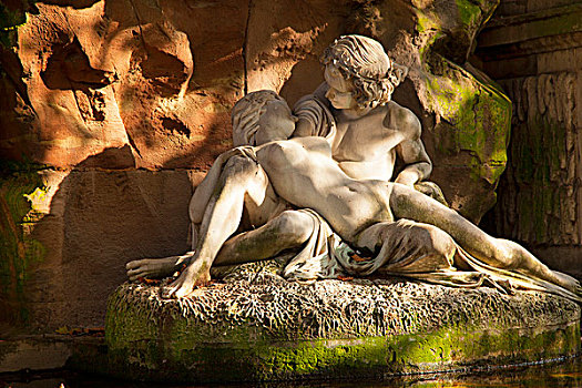 喷泉,雕塑,卧,石头,上面,独眼巨人,卢森堡,巴黎,法国