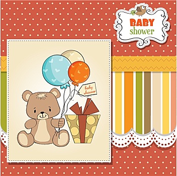 婴儿,礼物,卡,可爱,泰迪熊