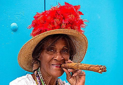 老人,古巴,女人,吸烟,雪茄,哈瓦那,北美