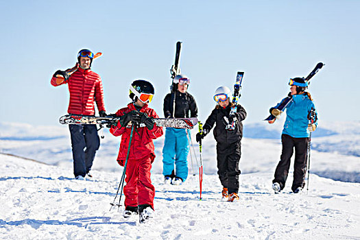 父亲,孩子,滑雪