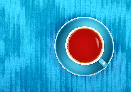 满,红茶,蓝色,杯子,特写,俯视