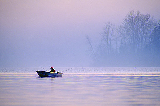人,钓鱼,湖,麋鹿,半岛,维多利亚,温哥华岛,不列颠哥伦比亚省,加拿大