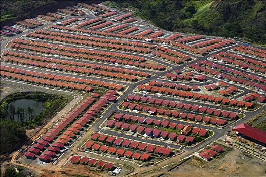 俯视,低,收入,住宅开发,东方,边缘,巴拿马市