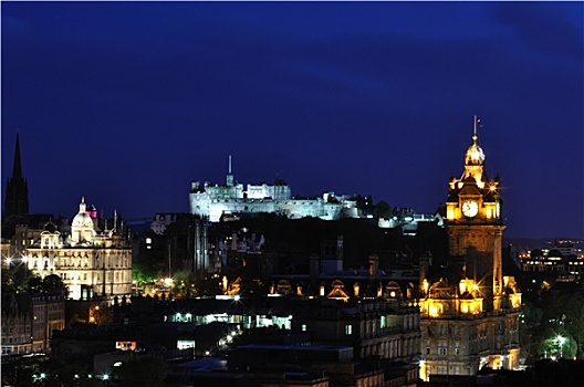 风景,爱丁堡城堡,夜晚