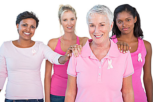 支持,穿,粉色,上衣,乳腺癌,带