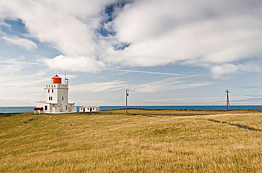 灯塔,岬角,靠近,维克,西南海岸,冰岛,斯堪的纳维亚,欧洲