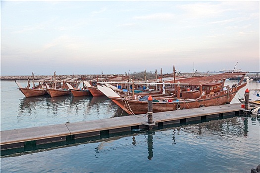 独桅三角帆船,渔船,港口,科威特城,中东