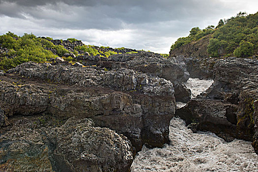 瀑布,瑞考尔特,冰岛,欧洲