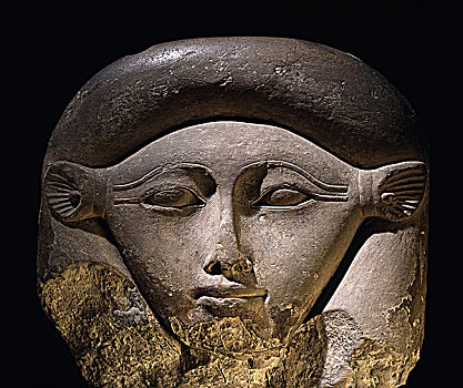 石灰石,头部,女神,哈索尔,古埃及,6世纪,世纪