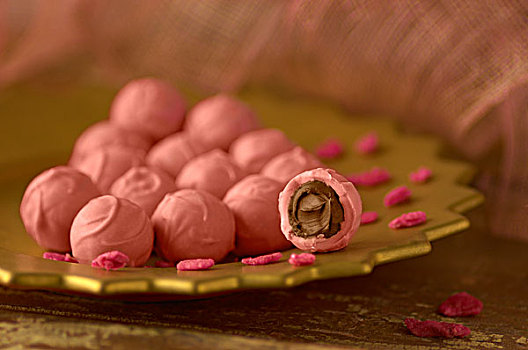粉色,巧克力糖,巧克力