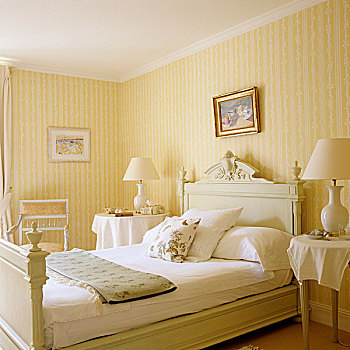 灯,传统,卧室,黄色,白色,条纹,壁纸