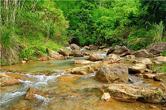 瀑布,水,流动