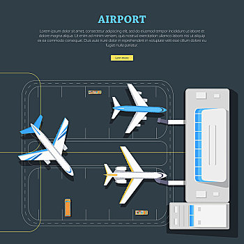 机场,飞机,位置,标记,矢量,信息,建筑,飞机跑道,卡车,行李,巴士,乘客,插画,航空,网站