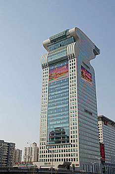 中国,北京,市区,现代,城市天际线,独特,形状,摩天大楼