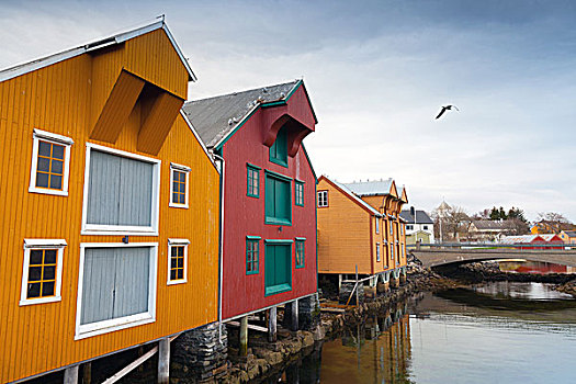 彩色,木屋,渔村,挪威