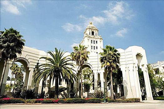 仰视,建筑,比弗利山市政厅,洛杉矶,加利福尼亚,美国